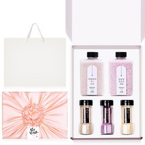 소금공장 소금 4종 + 설탕 + 보자기 랜덤발송 + 쇼핑백 선물세트, 1세트