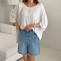 여성용 바카타 U넥 박시핏 반팔 티셔츠 cpt12446k34