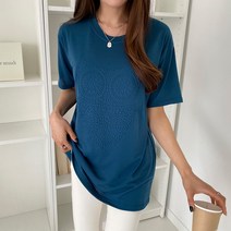 여성용 박시 엠보 부엉이 반팔 티셔츠 T9244K23