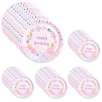 파티해 생일 파티접시 인어공주 18cm, 10개입, 5세트