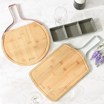프렐류드 네이처 밤부 핸들 원형도마 + 직사각도마, 핑크(원형도마), 베이비블루(직사각도마), 1세트