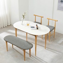 헤즈로 가구 에덴 원형 4인용 원목식탁 + 2인용 벤치의자 + 1인용 의자 2P 방문설치, 내츄럴