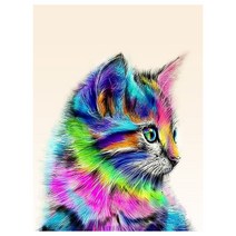 메이리앤 보석십자수 DIY 비즈공예 키트 30 x 40 cm, 0002.플러피 고양이, 1세트