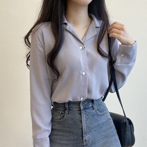톤다운 베이직 카라 긴팔 셔츠 블라우스