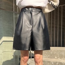 시크폭스 여성용 베이플핀턱 레더4부 팬츠