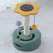 딩동펫 고양이 퍼니 해바라기 스크래쳐 캣타워, 옐로우, 1개