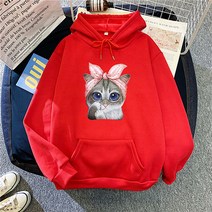 귀요미 리본캣 일러스트 가을 임산부 후드티