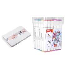 델리 캘리그라피 펜 36색 + 엽서 패드 화이트 50p 세트, 1세트