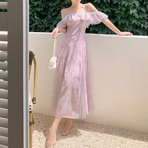 MA 플로럴 나시 오프숄더 롱원피스