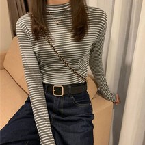 안다로미 여성용 레이 줄무늬 긴팔티