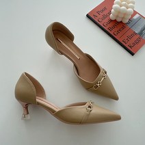 파이 여성용 스틸레토 체인장식 사이드오픈 하이힐 5cm 535-1