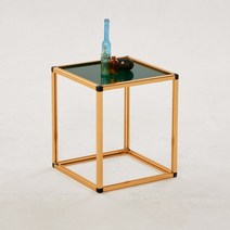 데리A 유리 골드 큐브 협탁 400, B형 그린