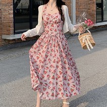 여성용 블랙101 로즐리 장미 나시 롱 원피스 CH-2321410