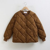 여성용 노카라 퀄팅 패딩 점퍼 66205