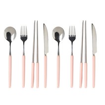 세븐키친 세라믹그립 커트러리 디너 2인 세트, 스푼 2p + 포크 2p + 나이프 2p + 젓가락 2p, 핑크