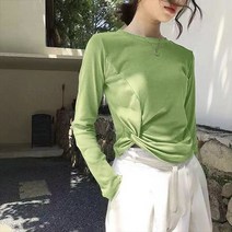 묘먀미 여성용 언발 셔링꼬임 크롭 긴팔티 MMM509