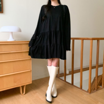 시크블랙 지넬프 루즈핏 캉캉 미니 원피스 cpops8102k28