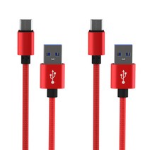 요이치 팔레트 C타입 고속충전 케이블 2개, 레드, 1m