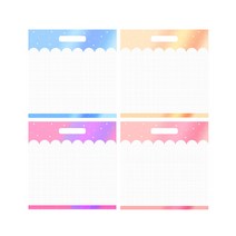 마켓노트 그라데이션 모눈 떡메모지 100p x 4종 세트