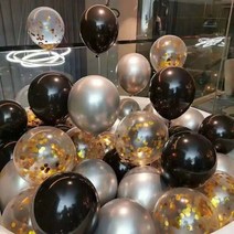 파티풍선, 50개, 블랙 실버 투명
