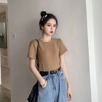 여성용 굿샵 캔디 라운드 반팔 상의