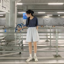 시크블랙 여성용 로비트 하프 데님 4부 팬츠 PT7705K16