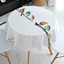 알럽홈 북유럽패턴 방수 테이블 보, 버드 원형, 140cm