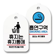 안내 표지판 팻말 화이트 S7_079 2종 세트, 1세트, 휴지는 휴지통에, 흡연구역