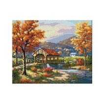 액자형 보석십자수 DIY 세트 40 x 50 cm I94, DP747 가을 여행, 1세트