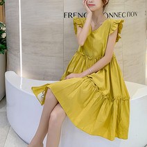 패션나비 귀여운 프릴 포인트 임산부 민소매 셔링 원피스