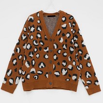 안다로미 여성용 레오파드 포인트 니트 가디건
