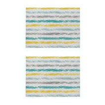 스트라이프 기하학 린넨 프린팅 테이블 매트 2P, 09, 42 x 32 cm