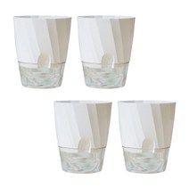 앙플랜트 저면관수 물결무늬 자동급수 플라스틱화분 4p, 화이트