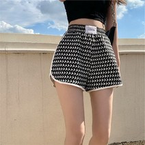 다담패키지 여성용 잔 패턴 배색 밴딩 숏 팬츠 HR668