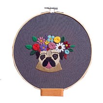 DIY 강아지 화관 핸드메이드 자수 세트, 1세트, 퍼그