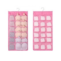 미카엘 옷걸이형 양면속옷 양말 수납함 12칸 + 18칸, 핑크, 1개