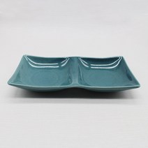 핸드메이드 도자기 2칸 반찬 나눔접시, 피콕, 1개