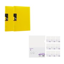 킹짐 TEFRENU 26공 바인더 노트 B5 2p + 에코청운 칼라칩 L홀더 10p 세트, 노랑(노트), 투명(L홀더), 1세트