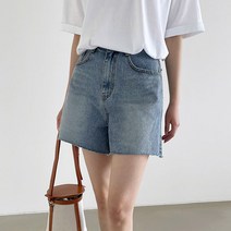 오키진 여성용 커브 4부 데님 컷팅 숏팬츠