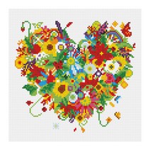 아이러브페인팅 DIY 보석십자수 캔버스형 러블리 30 x 30 cm, 플라워 하트, 1개