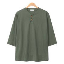 레이먼 남성용 지텐 헨리넥 슬라브 7부 티셔츠