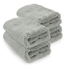 쎈나인 차량용 프리미엄 극세사 무봉제 양면 버핑 드라잉 세차타월, 그레이, 4개