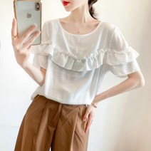 마더브띠 프릴 캐주얼 반팔 블라우스