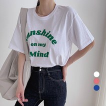 세컨그라운드 여성용 마인드 레터링 반팔 티셔츠