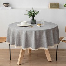 러빙랩 마리 엔틱 레이스 원형 방수 식탁 테이블보, 그레이, 140cm