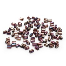 공예용 직사각 론델 비즈 2 x 4 mm 98p, 네이비 브라운 AB, 1개