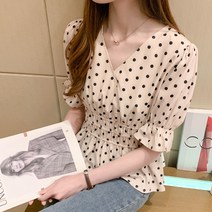 포플러앤씨 보레이 도트퍼프 블라우스