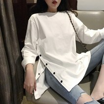 아베크 여성용 트랜디 슬릿 사이드 트임 티셔츠