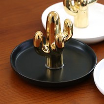 꾸미까 선인장 악세사리 홀더 겸 트레이, 블랙 + 골드