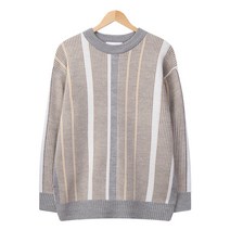 레이먼 남성용 페츠 스트라이프 배색 오버핏 니트티